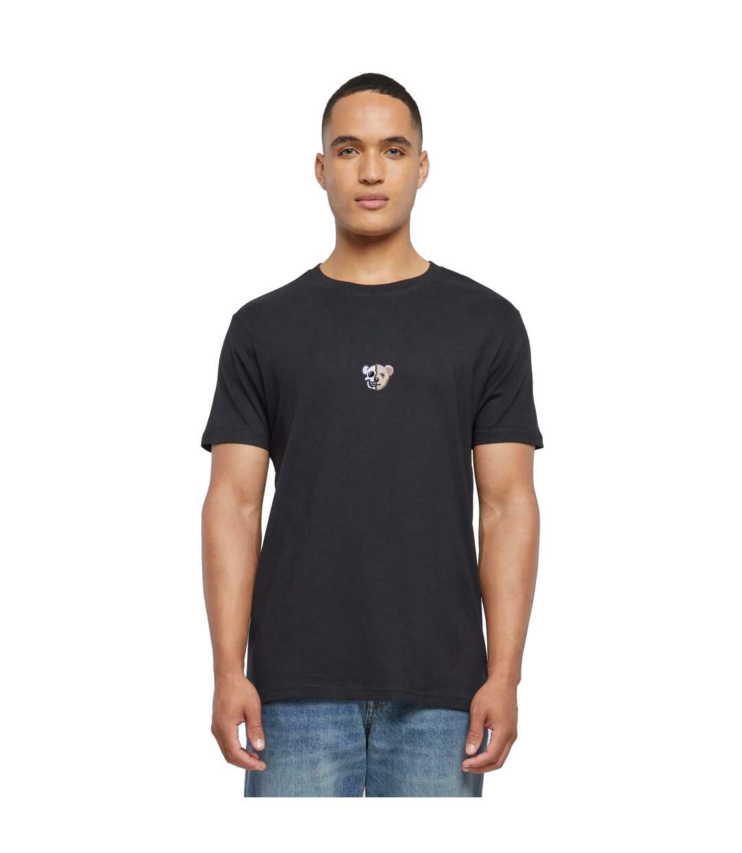 Unisex Adult Skull Bear T-shirt Black Mister Tee-1