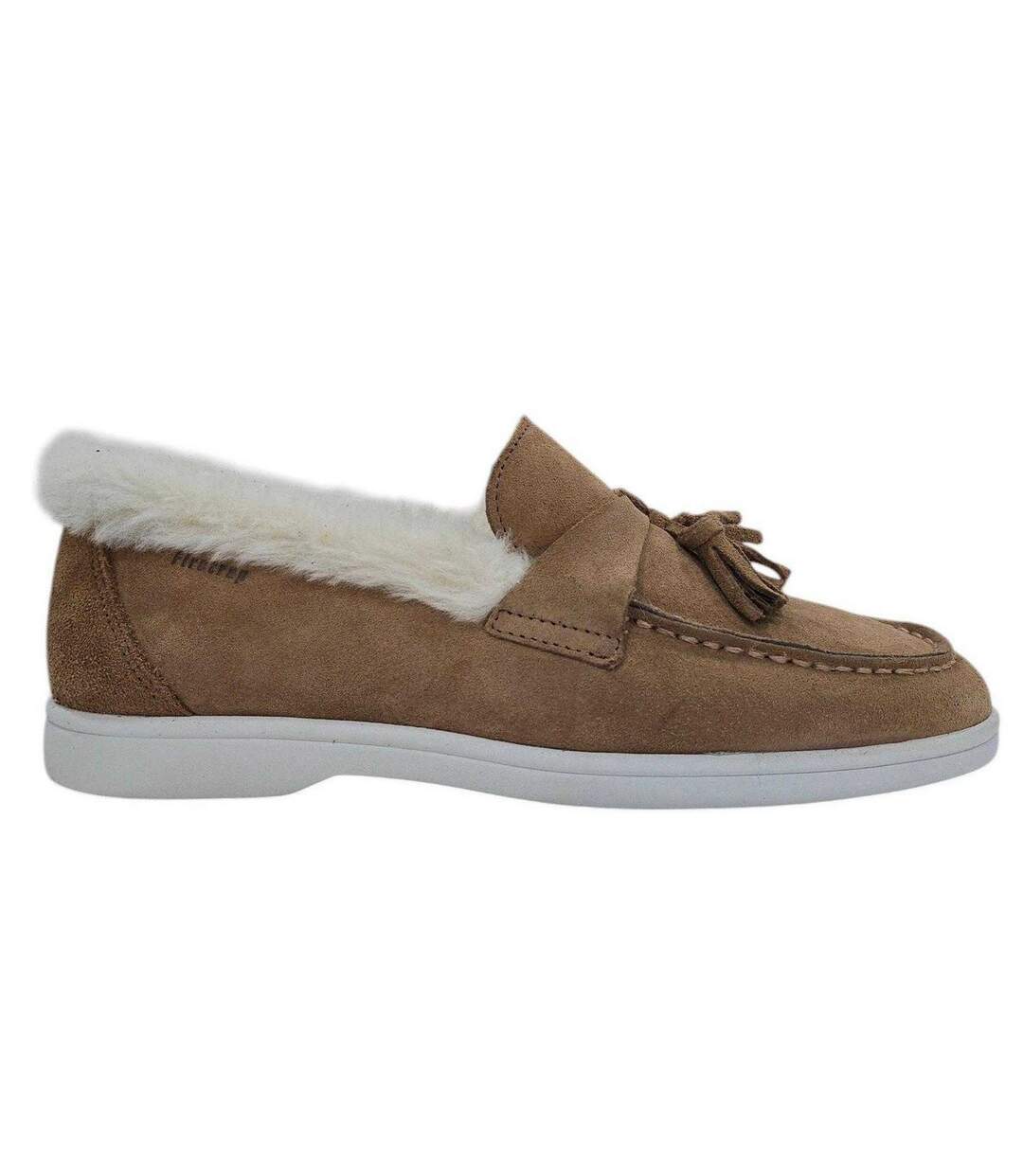 Womens/ladies Loro Suede Flat Boat Shoes Cognac Firetrap-4