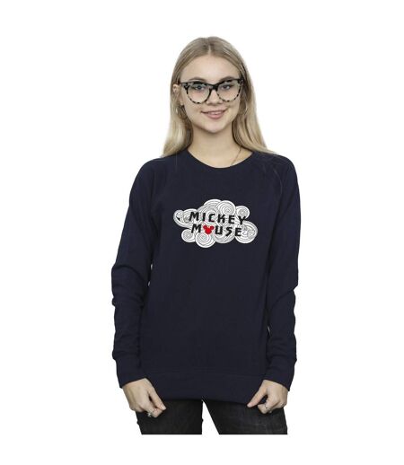 Disney Sweat-shirt à logo en forme de tourbillon Mickey Mouse - Femmes/Ladies (Bleu marine) - UTBI29233