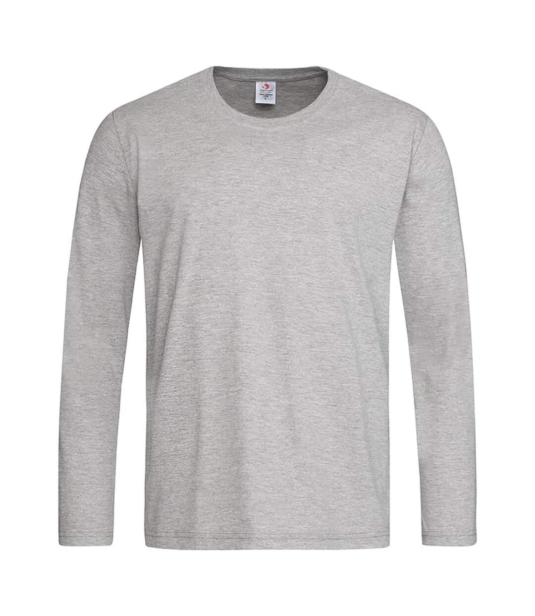 Mens Classic Long Sleeved Tee Heather Grey Stedman-1