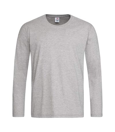 Mens Classic Long Sleeved Tee Heather Grey Stedman