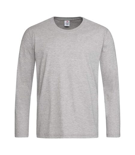 Mens Classic Long Sleeved Tee Heather Grey Stedman