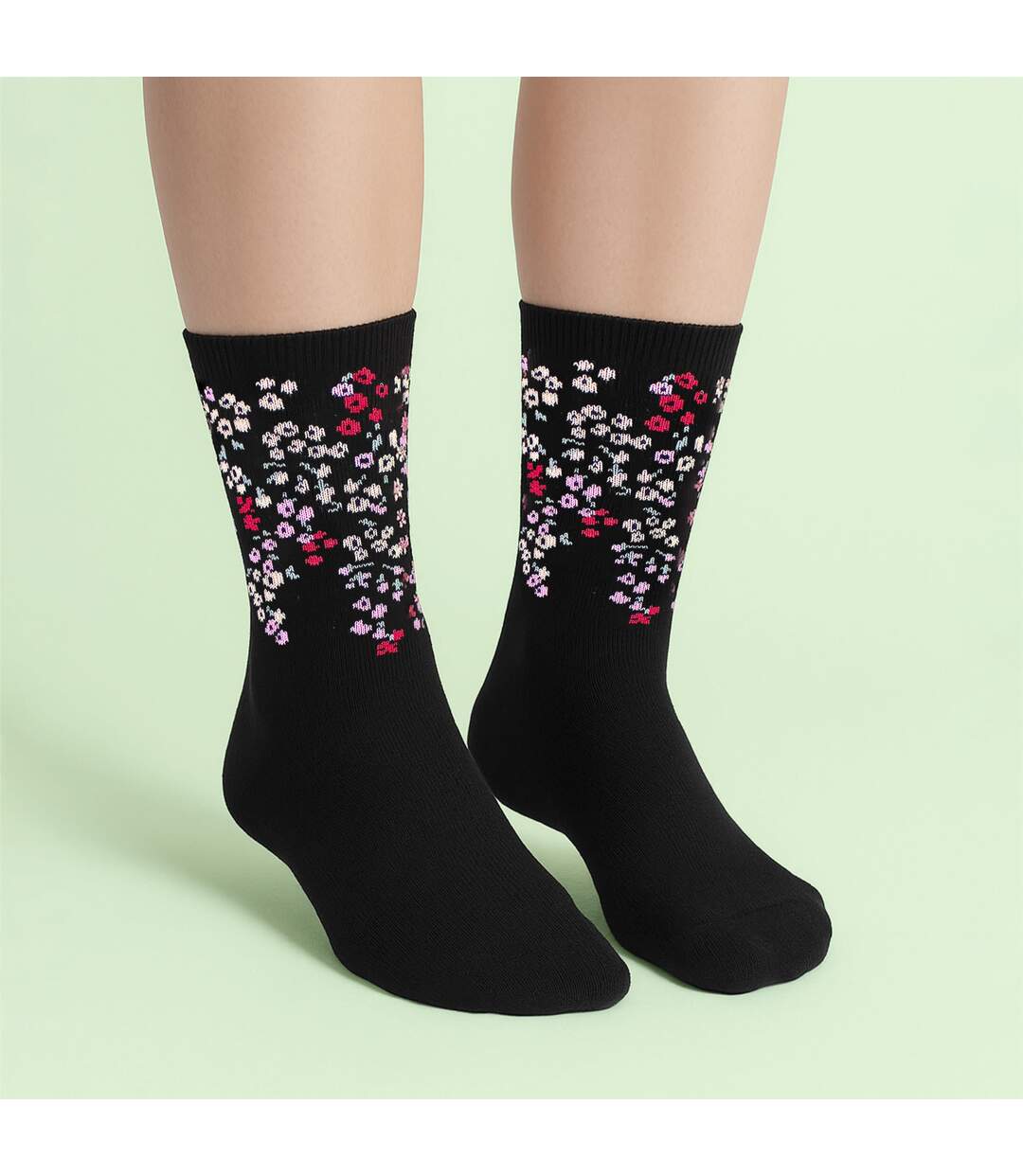 3 Pairs Ladies Floral Pattern Socks - Soft Cotton Rich Everyday Socks-4