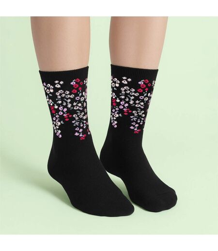 3 Pairs Ladies Floral Pattern Socks - Soft Cotton Rich Everyday Socks