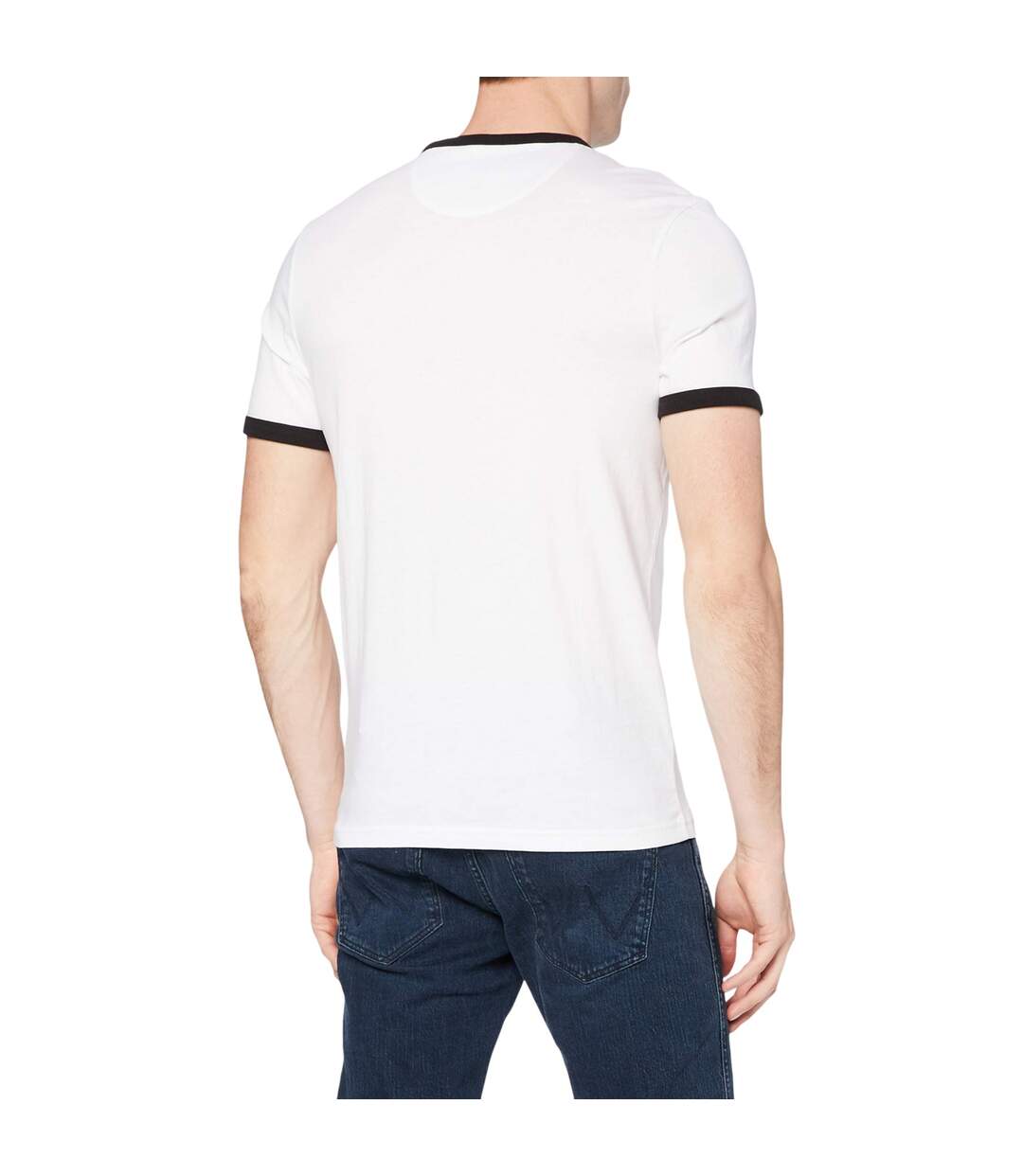 Mens Ringer Embroidered T-shirt White Farah-2