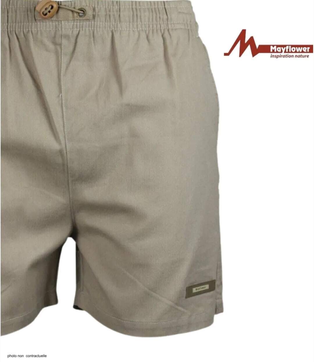 Short homme MAYFLOWER 710117U003 lierre beige : le bermuda 3 poches robuste en polycoton-4