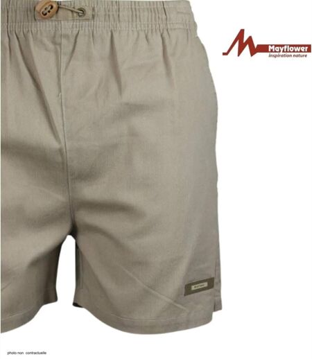 Short homme MAYFLOWER 710117U003 lierre beige : le bermuda 3 poches robuste en polycoton