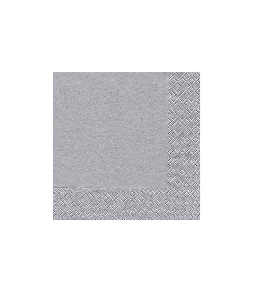 Lot de 20 Serviettes en Papier Cocktail 33x33cm Argent-1