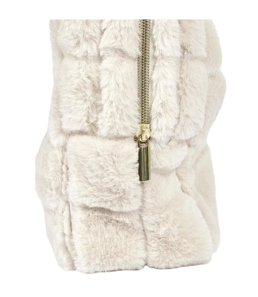 Trousse de Toilette Imitation Fourrure Fluffy 18cm Crème-4