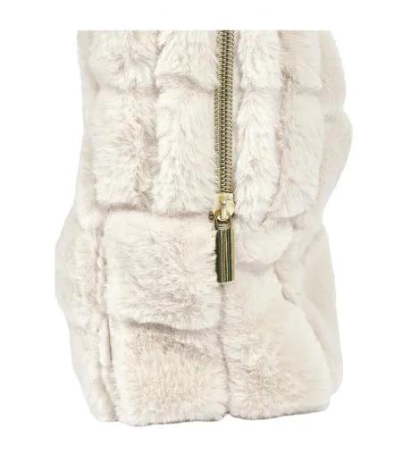 Trousse de Toilette Imitation Fourrure Fluffy 18cm Crème