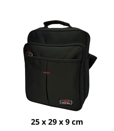 Sacoche bandoulière multi-poches pour homme - Toile noire MAROMAX