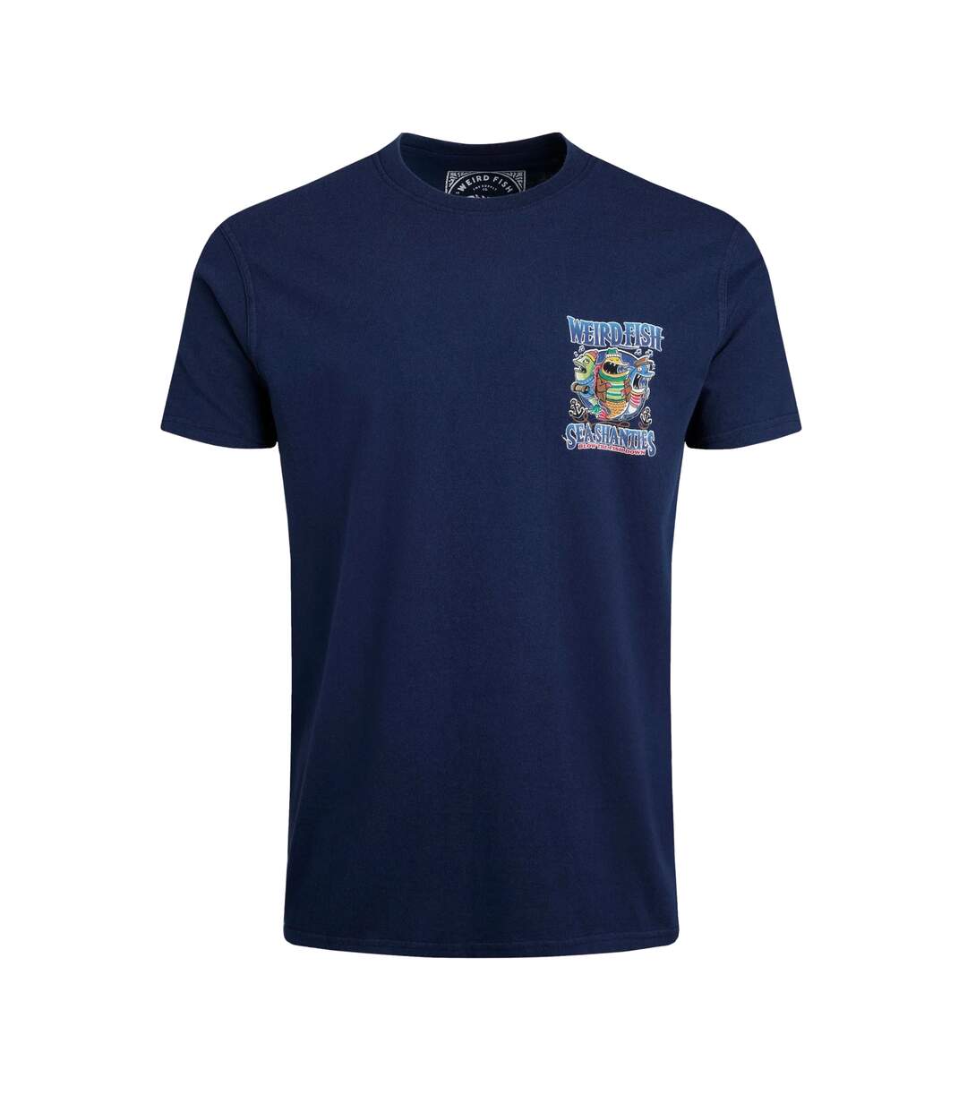 Mens sea shanties back print t-shirt dark blue Weird Fish-1