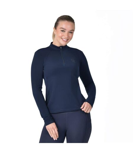 Womens/ladies Brushed Long-sleeved Base Layer Top Navy Dublin