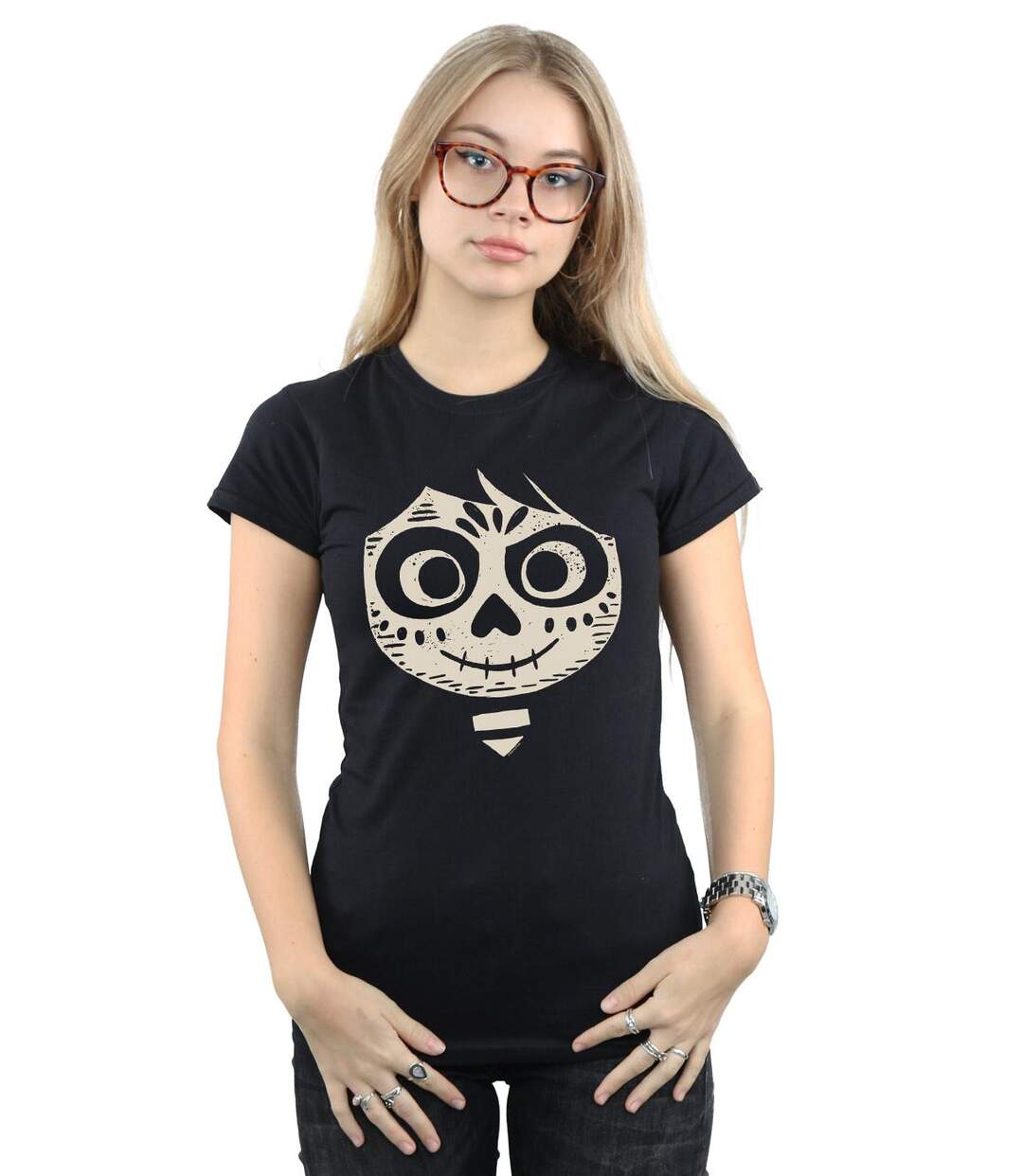 Disney - T-shirt COCO MIGUEL SKELETON FACE - Femme (Noir) - UTBI14431-2