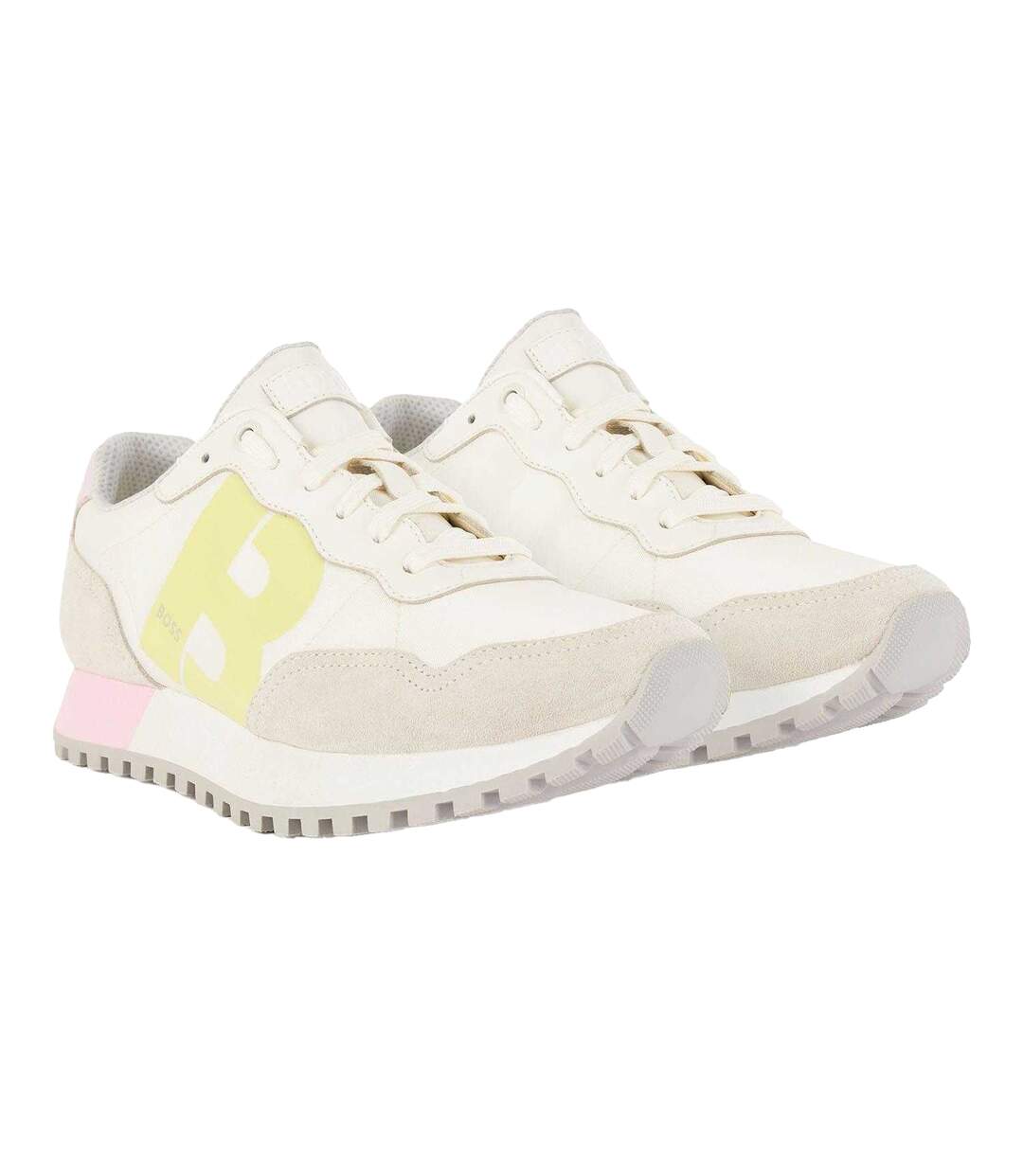 Womens/ladies Parkour Suede Running Shoes White Hugo Boss-1