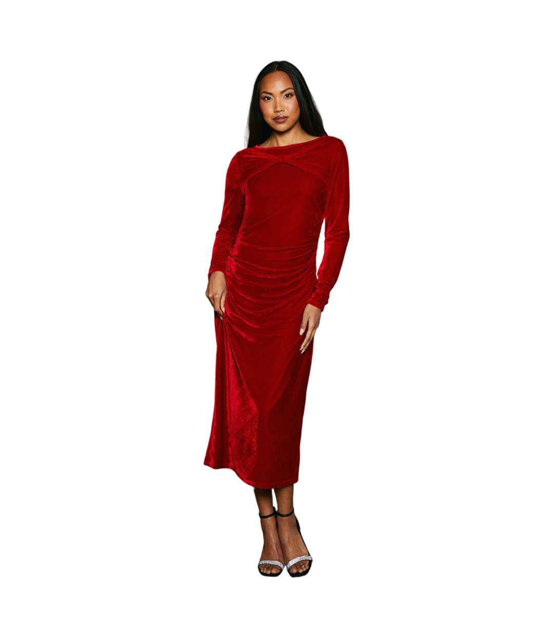 Robe mi-longue femme rouge Principles-3