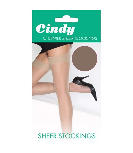 Cindy Womens/Ladies 15 Denier Sheer Stockings (1 Pair) (Paloma Mink)