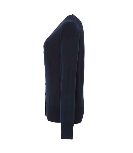 Womens/ladies Essential Acrylic V Neck Cardigan Navy Premier
