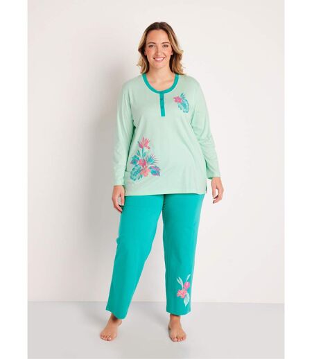 Pyjama boutonné coton motif exotique