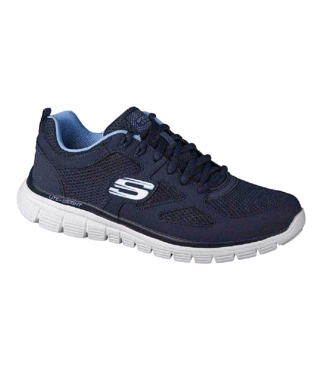 Mens Burns Agoura Leather Shoes Navy Blue Skechers-1