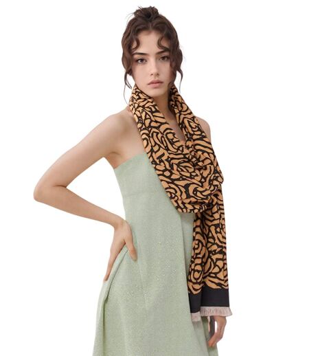 écharpe en Laine et Viscose Couleur Camel pour Femme