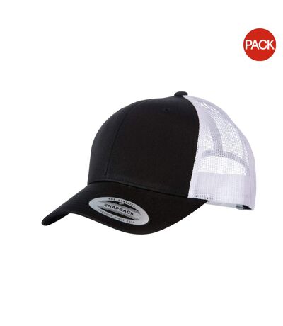 Yupoong Flexfit Retro Snapback Trucker Cap (Pack of 2) (Black/White) - UTRW6696