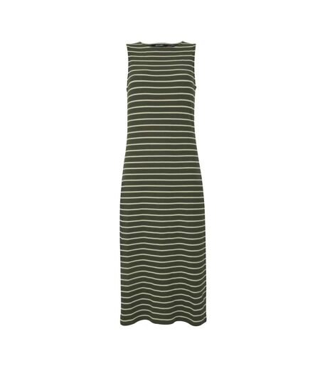 Robe Mi-longue Sans Manches Motif/style Rayures Contrastées Amorie Femme Kaki Foncé Beige Clair À Rayures Regatta
