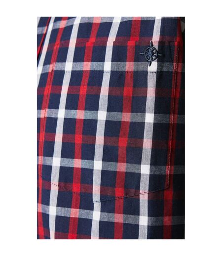 Mens Tattersall Check Long-sleeved Shirt Red Maine