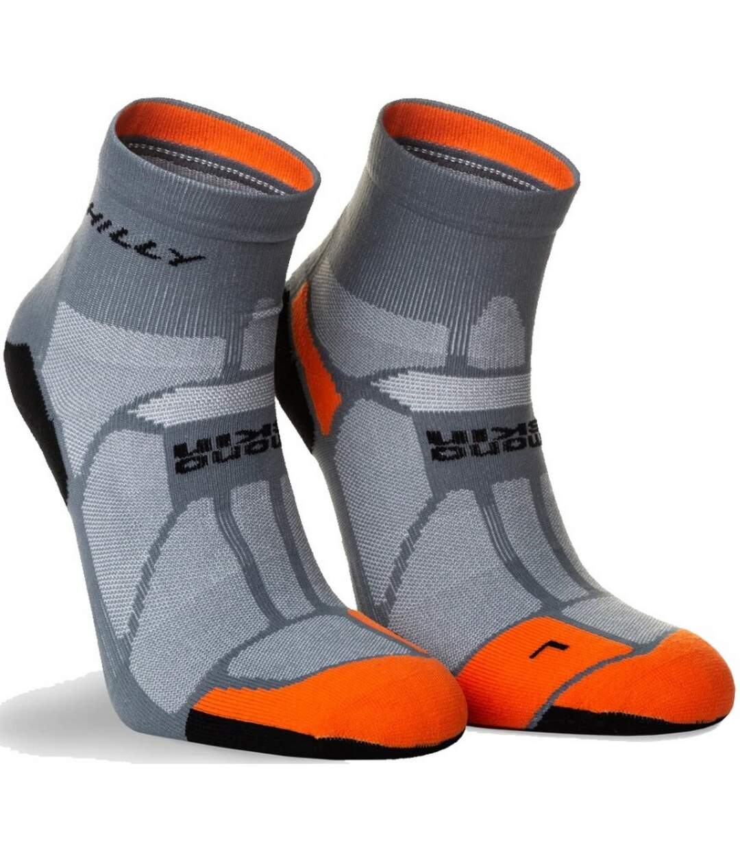 Mens Marathon Fresh Ankle Socks Minimum Grey Orange Hilly-1