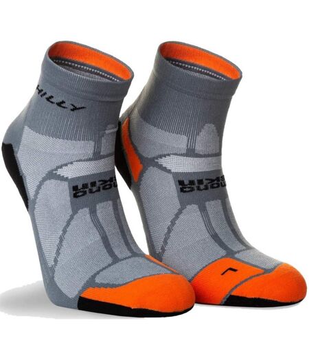 Mens Marathon Fresh Ankle Socks Minimum Grey Orange Hilly