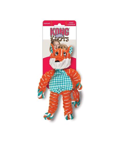 KONG Floppy Knots Fox Dog Squeak Toy (Orange/Blue/White) (S, M) - UTTL4873