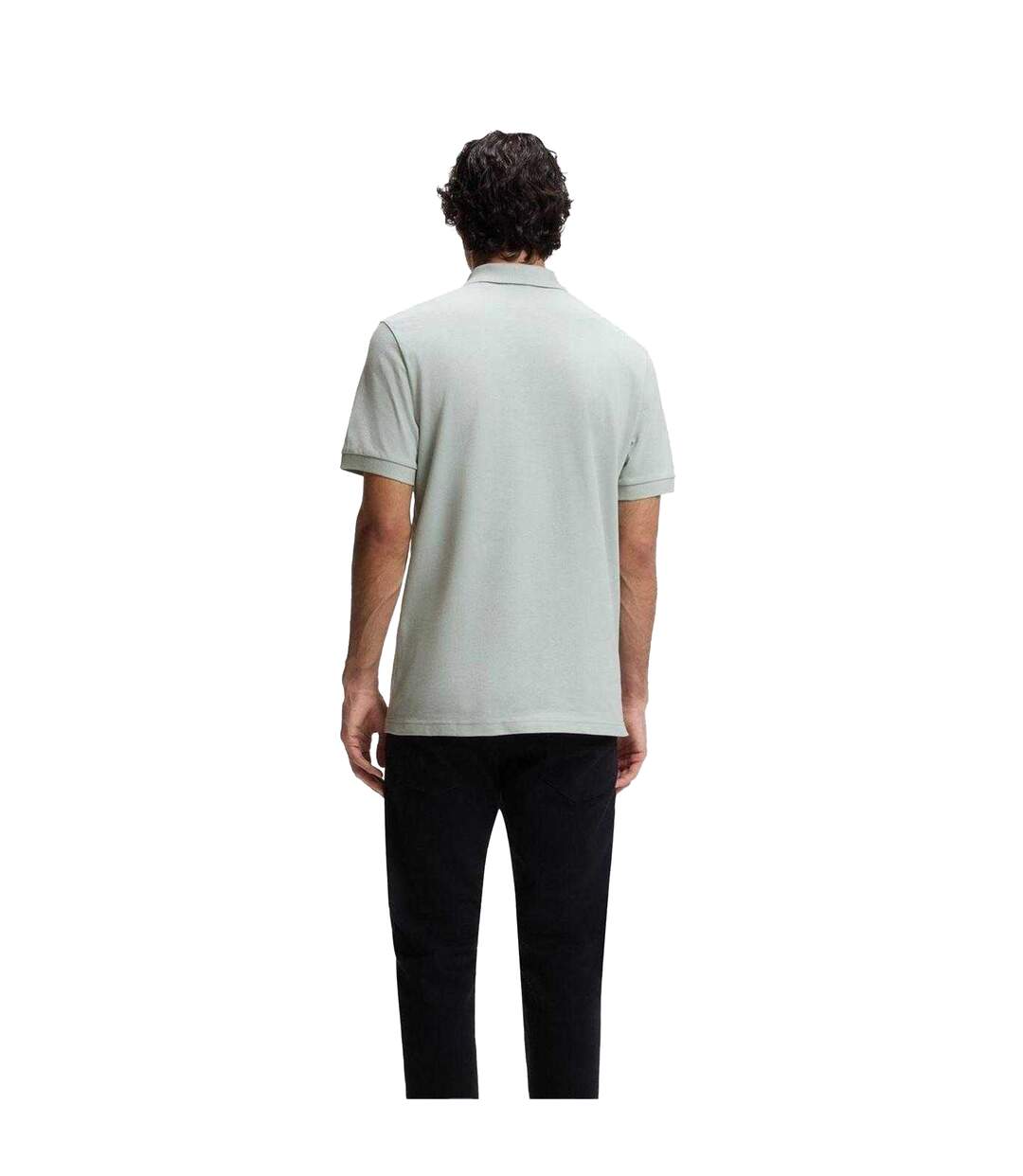 Mens Logo Quarter Zip Polo Shirt Silver Boss-3