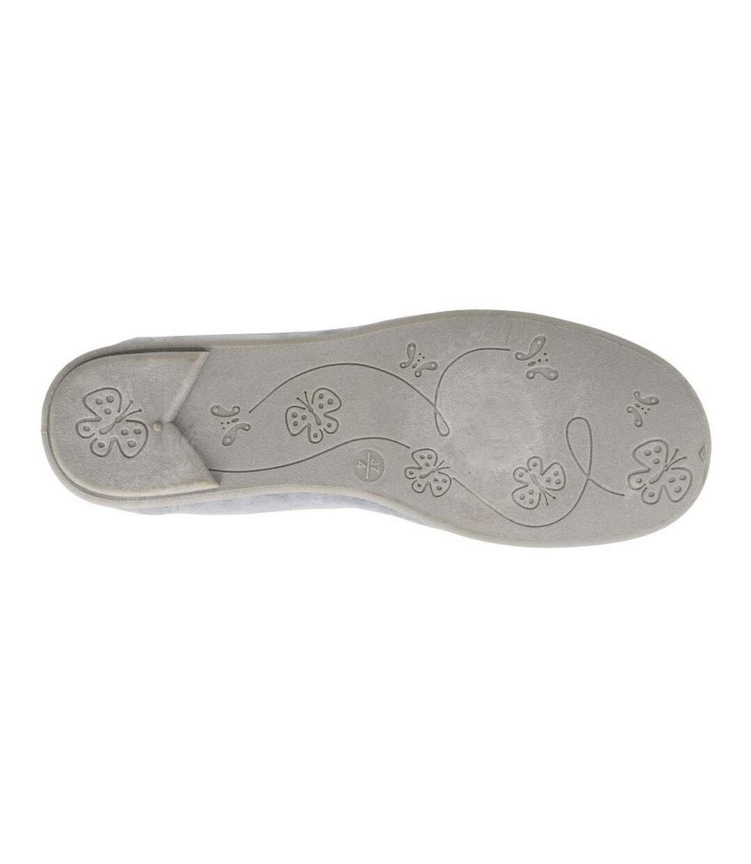 Womens/ladies Julie Pom Pom Slippers Grey Sleepers-3