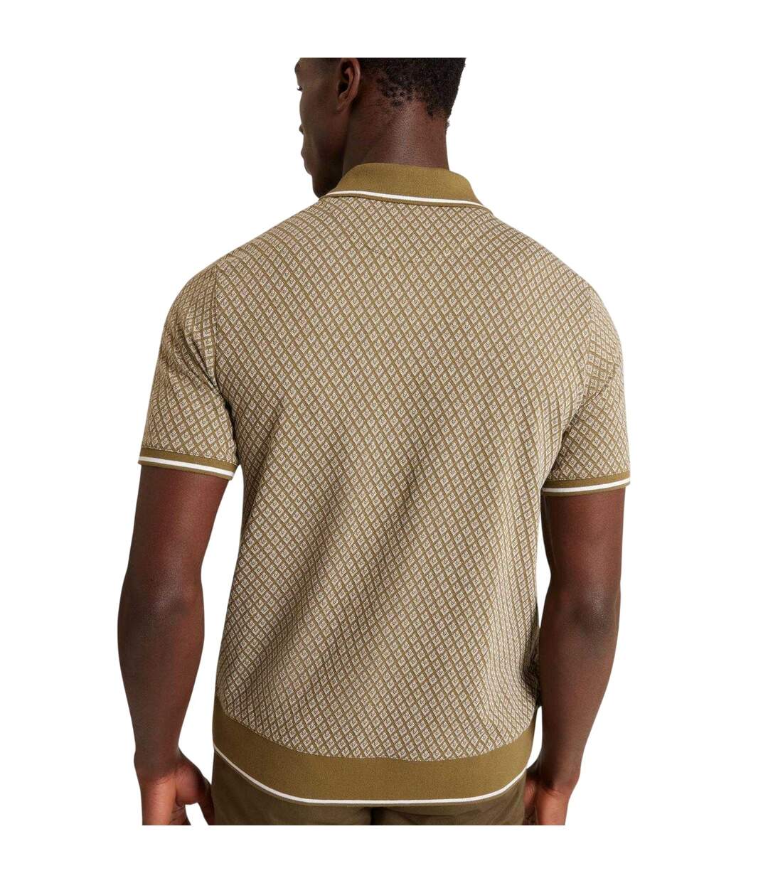 Mens Geometric Regular Polo Shirt Olive Ted Baker-3