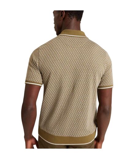 Mens Geometric Regular Polo Shirt Olive Ted Baker