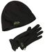 Men's Black Fleece Hat and Gloves Set
