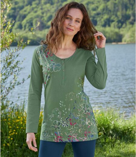 Women's Green Floral Top