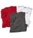 Pack of 3 Men's Best Beach T-Shirts - White Red Grey