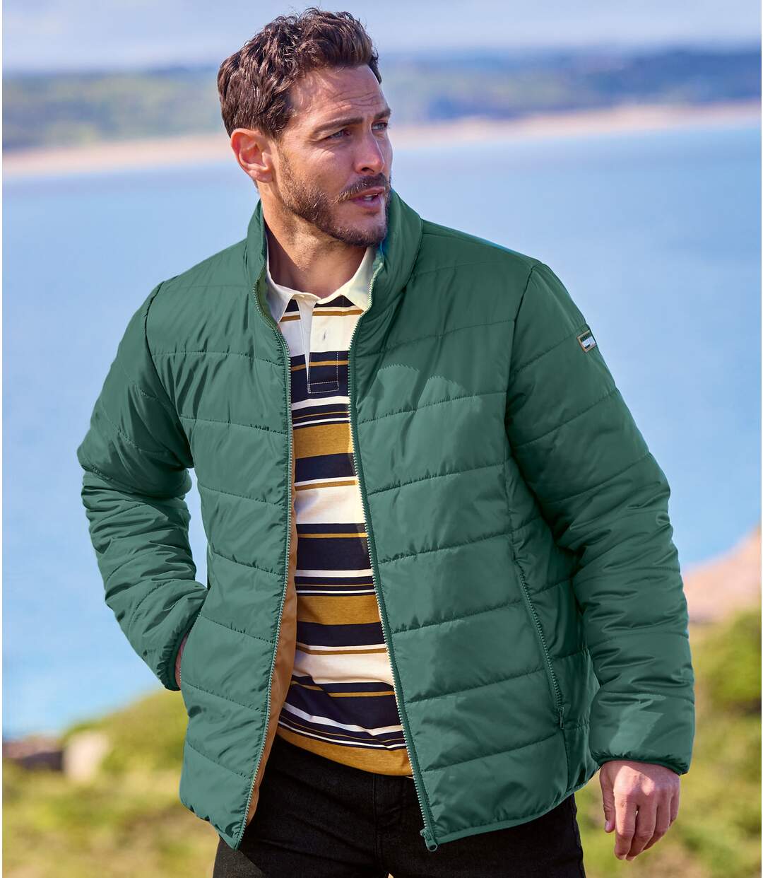 Men s Green Lightweight Padded Jacket Water Repellent