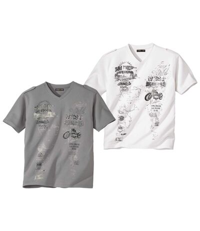 Set van 2 T-shirts met epauletten met knoop