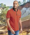 Pack of 2 Men's Zip-Up Polo Shirts - Navy Orange Atlas For Men