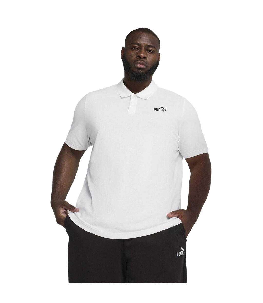 Mens Logo Pique Classic Polo Shirt White Puma-3