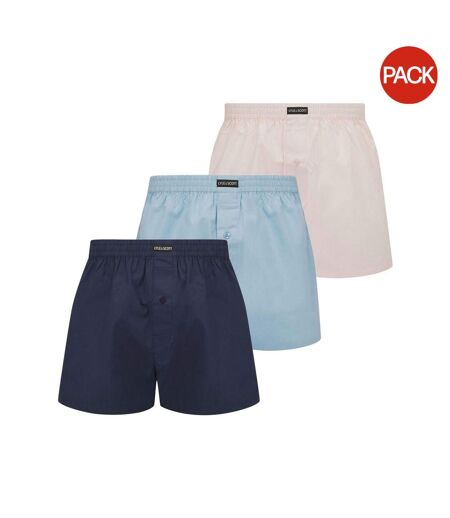 Pack Of 3  Mens Plain Regular Boxer Shorts  Navy Light Blue Chambray Lyle & Scott
