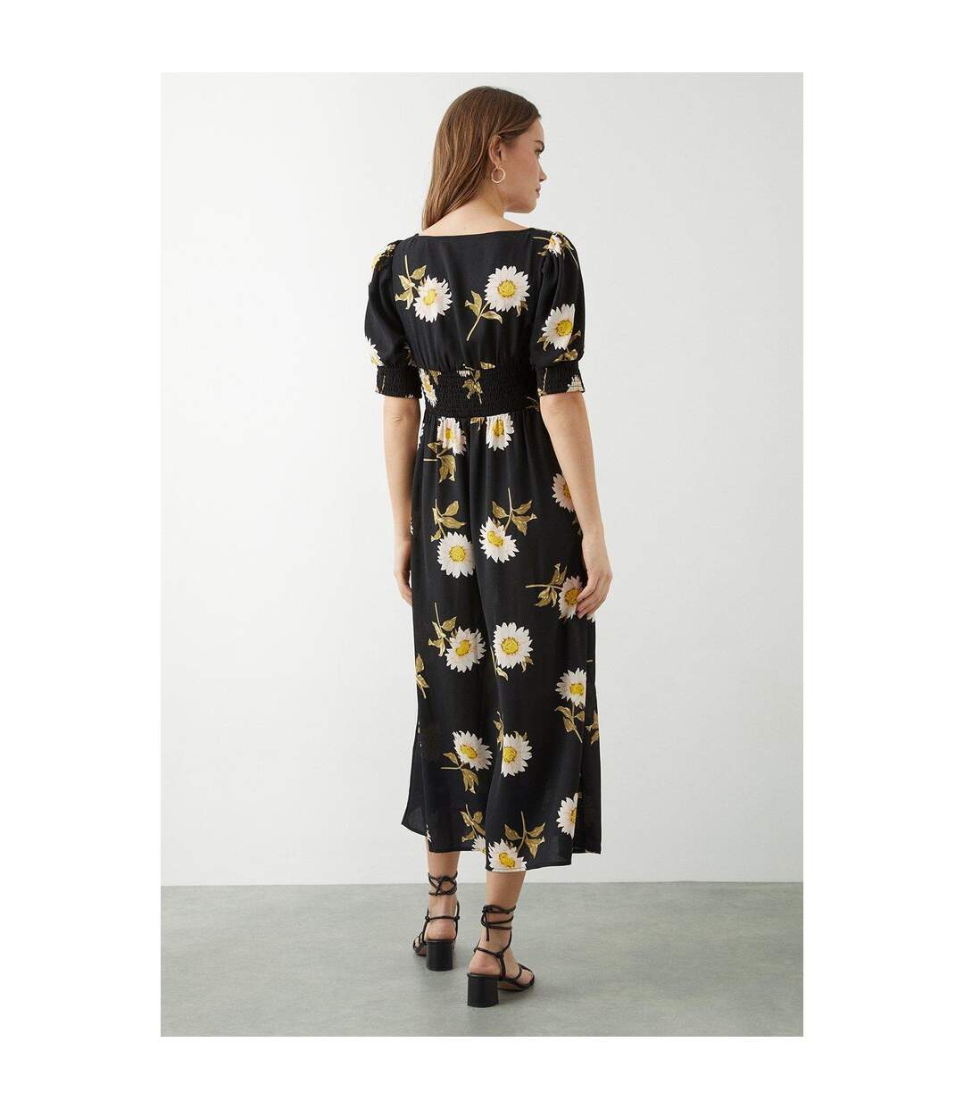 Womens/ladies floral button-down midi dress black Dorothy Perkins