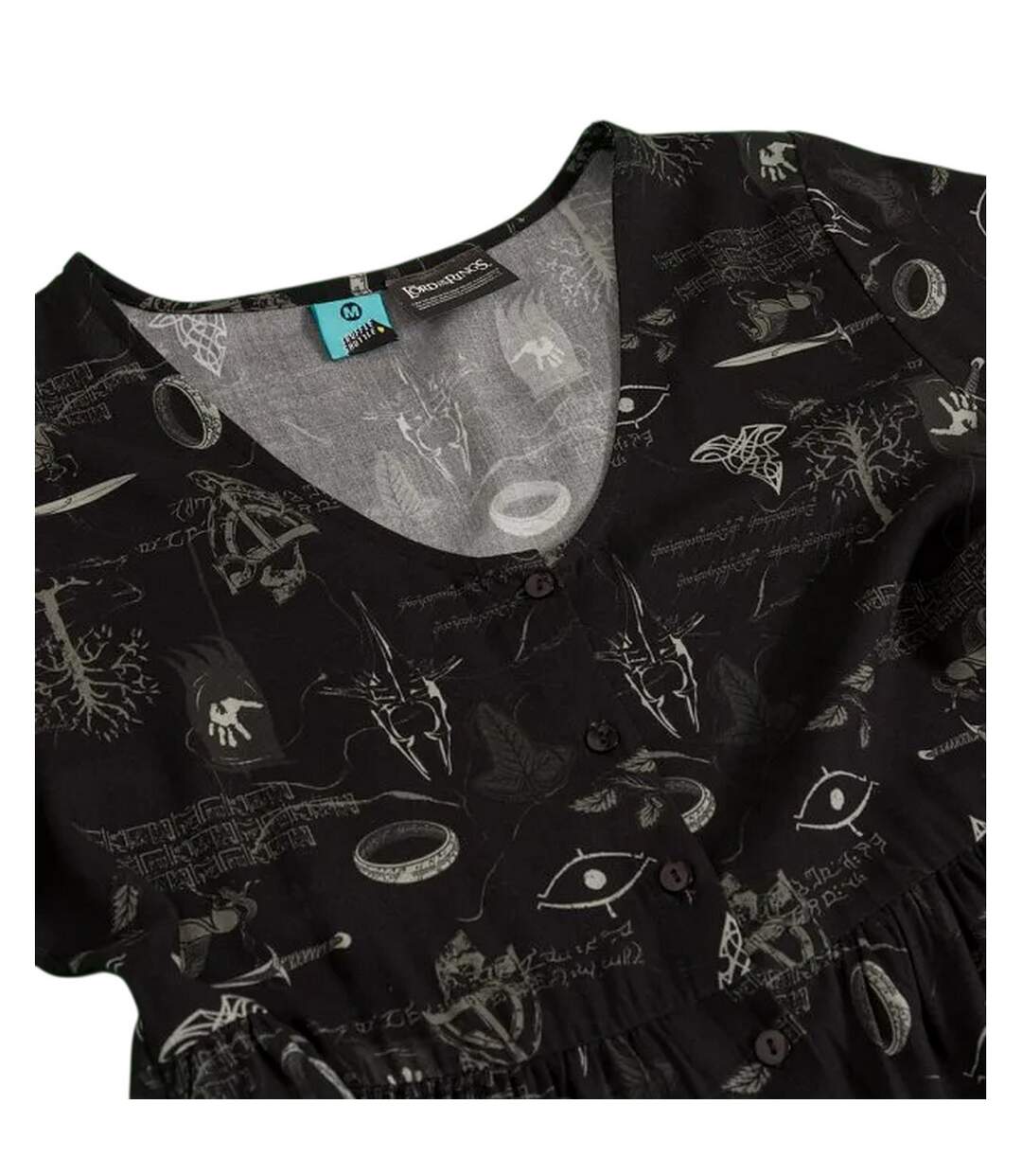 Womens/ladies Icons V Neck Midi Dress Black The Lord Of The Rings-3