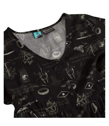 Womens/ladies Icons V Neck Midi Dress Black The Lord Of The Rings