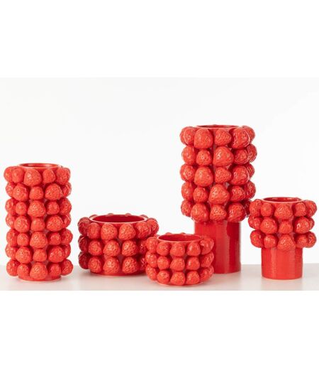 Vase Déco en Céramique Fraise 34cm Rouge