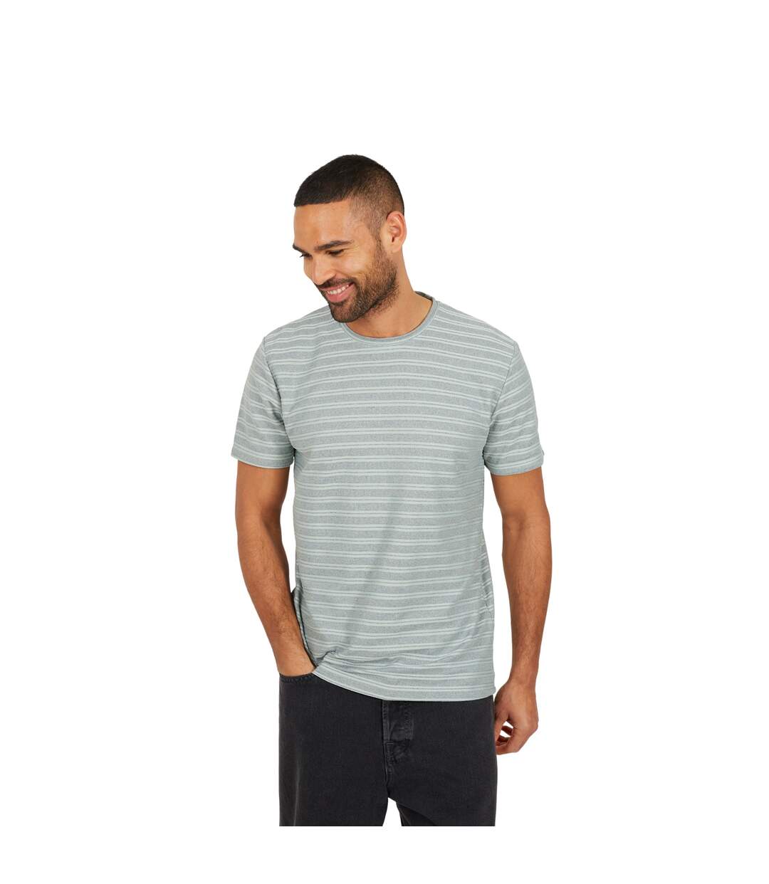 T-shirt Motif/style Rayé Homme Vert Turquoise Pâle Gris Brave Soul-2