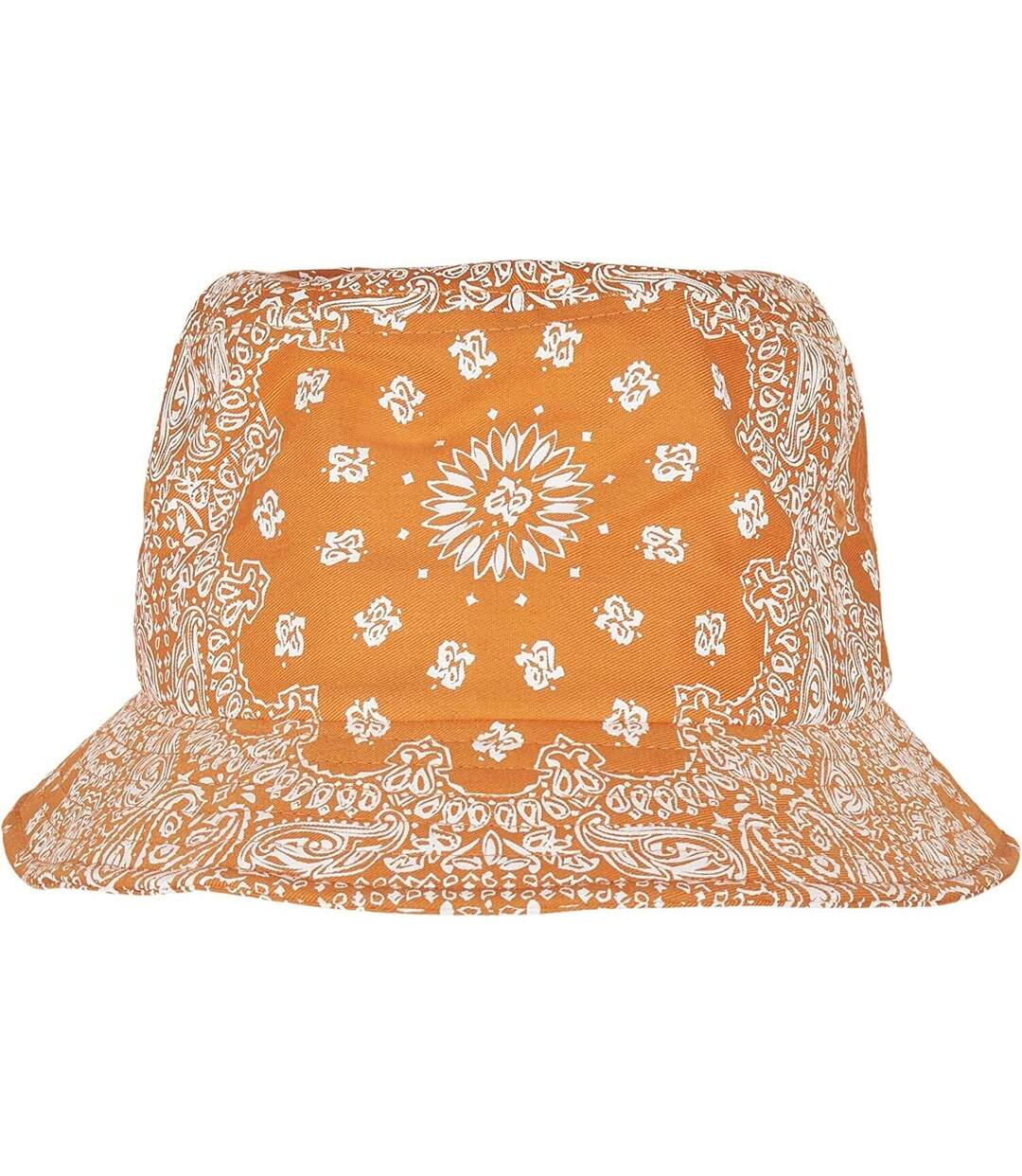 Unisex adult bandana printed bucket hat orange Flexfit-1