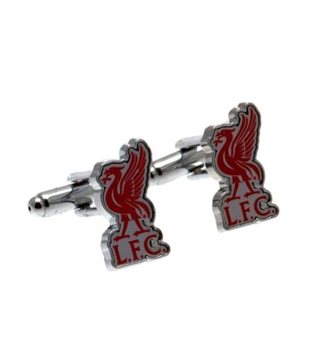 Liverpool FC Mens Official Liverbird Crest Cufflinks (Silver/Red) (One Size)